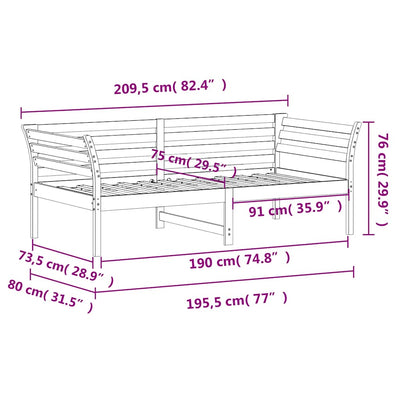 Valkoinen sohvasänky Damiano 75x190cm (mänty)