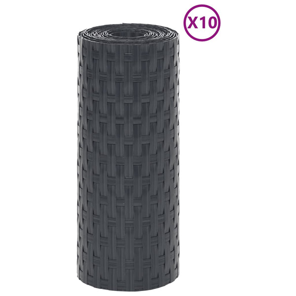 Parvekesuojat 10 kpl antrasiitti 255x19 cm polyrottinki