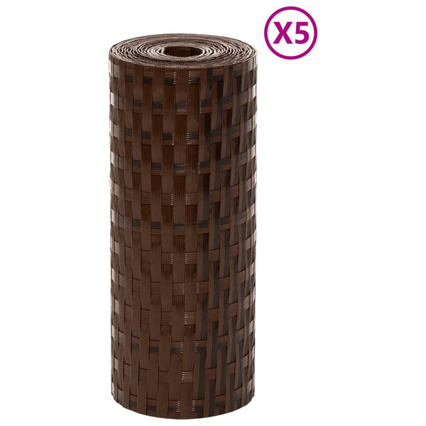Parvekesuojat 5 kpl ruskea ja musta 255x19 cm polyrottinki