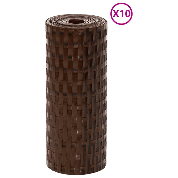 Parvekesuojat 10 kpl ruskea ja musta 255x19 cm polyrottinki