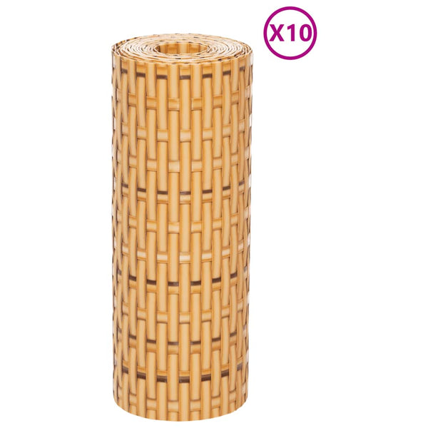 Parvekesuojat 10 kpl vaaleanruskea 255x19 cm polyrottinki
