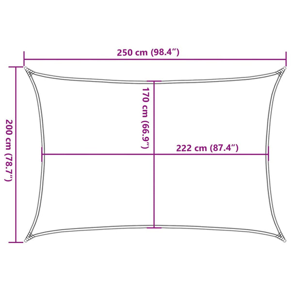 Aurinkopurje vaaleanharmaa 2,5x2 m 100% Oxford polyesteri