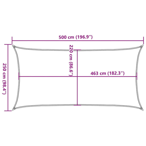 Aurinkopurje vaaleanharmaa 5x2,5 m 100% Oxford polyesteri