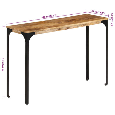 Konsolipöytä ruskea 110x35x76 cm täysi mangopuu ja rauta