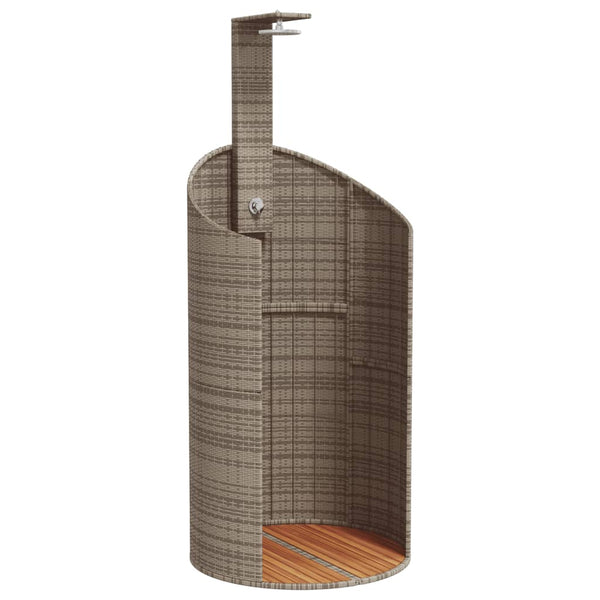 Harmaa ulkosuihku Cadere 100x100x241,5cm (polyrottinki ja akasiapuu)