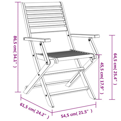 Taitettavat puutarhatuolit 2 kpl 54,5x61,5x86,5 cm akasiapuu