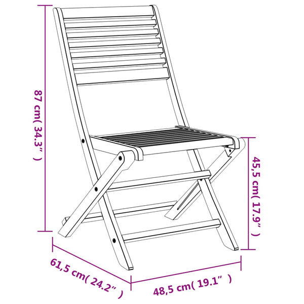 Taitettavat puutarhatuolit Sargian 48,5x61,5x87cm (2 kpl akasiapuu)