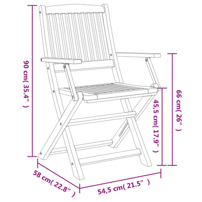Taitettavat puutarhatuolit 4 kpl 57,5x54,5x90 cm akasiapuu