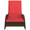 Aurinkotuoli tyynyllä ruskea 60x205x73 cm polyrottinki