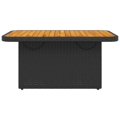 Puutarhapöytä musta 90x55x71 cm polyrottinki ja akasiapuu