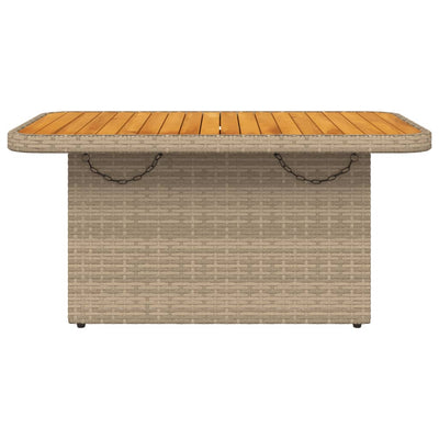 Puutarhapöytä beige 90x55x71 cm polyrottinki ja akasiapuu