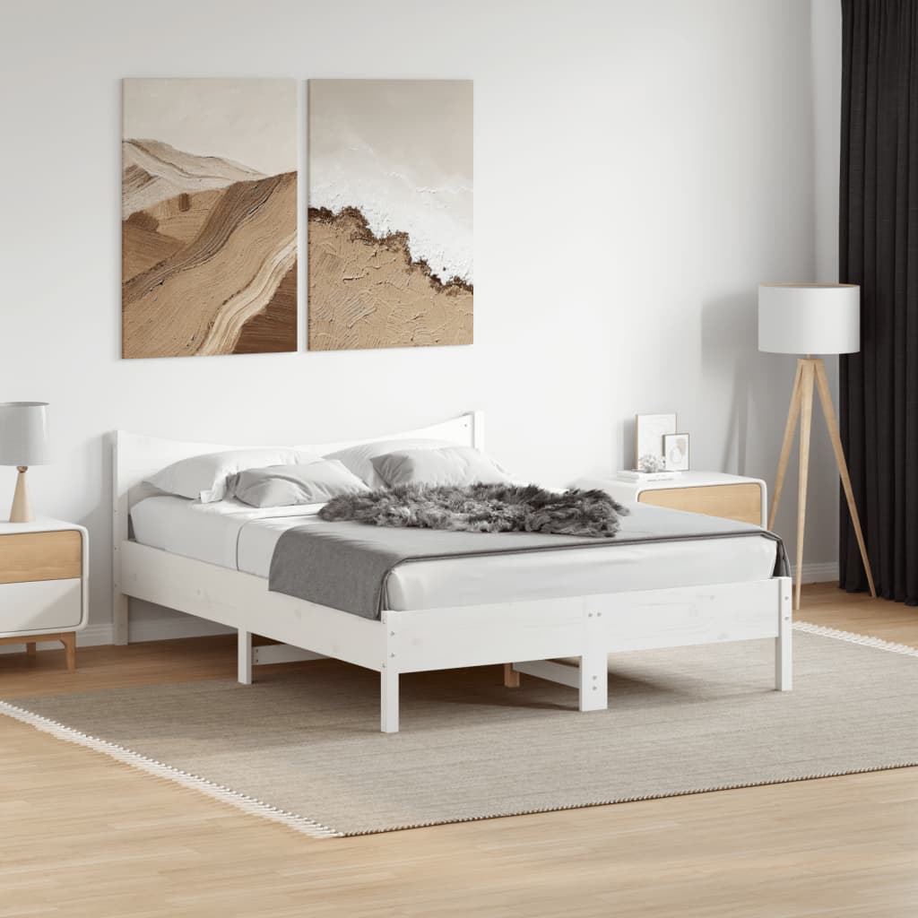 Valkoinen sängynrunko Negoiu 120x190cm (mänty)