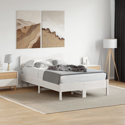 Sängynpääty valkoinen 120 cm täysi mänty