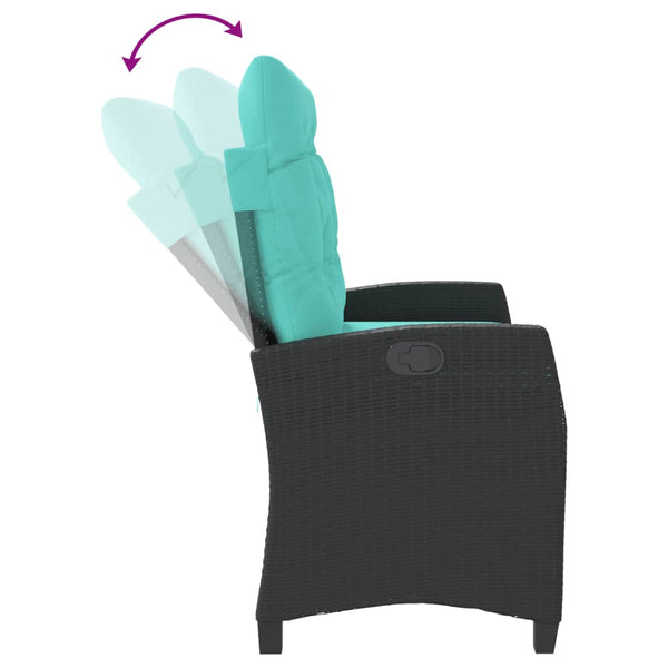 Musta puutarhapenkki kallistuva tyynyillä Eliodora (polyrottinki)