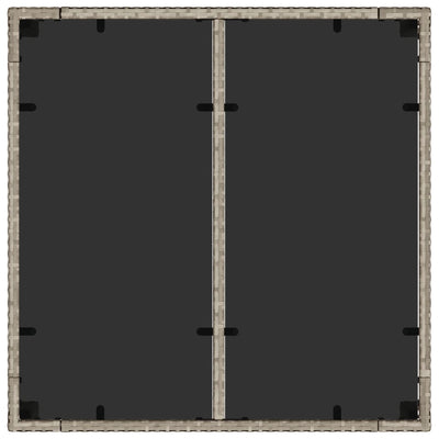 Harmaa puutarhapöytä Cian 90x90x75cm (lasilevyllä polyrottinki)