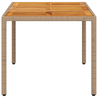 Puutarhapöytä beige 150x90x75 cm polyrottinki ja akasiapuu