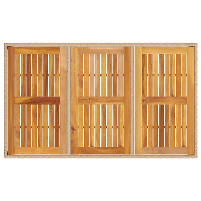Puutarhapöytä beige 150x90x75 cm polyrottinki ja akasiapuu