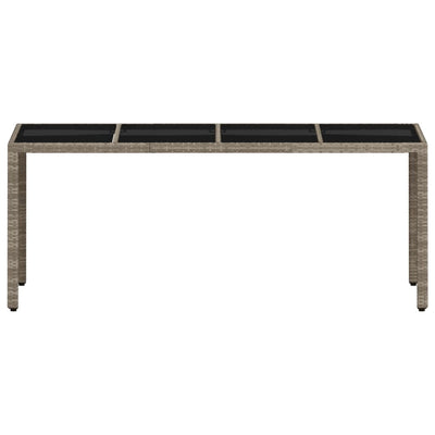 Harmaa puutarhapöytä lasipöytälevy Rovelino 190x90x75cm (polyrottinki)