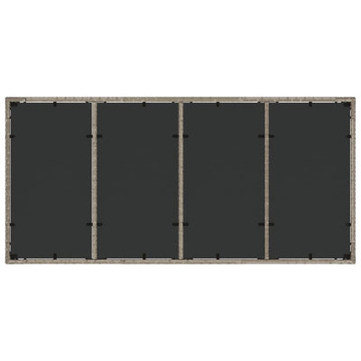 Harmaa puutarhapöytä lasipöytälevy Rovelino 190x90x75cm (polyrottinki)