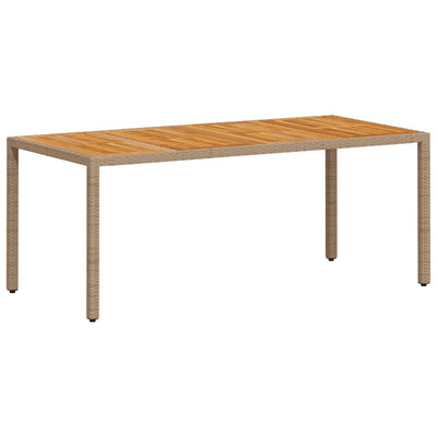Puutarhapöytä beige 190x90x75 cm polyrottinki ja akasiapuu