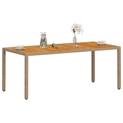 Puutarhapöytä beige 190x90x75 cm polyrottinki ja akasiapuu