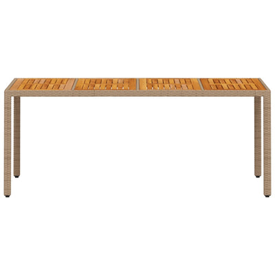 Puutarhapöytä beige 190x90x75 cm polyrottinki ja akasiapuu