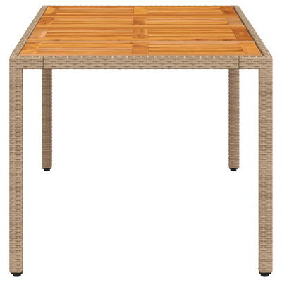 Puutarhapöytä beige 190x90x75 cm polyrottinki ja akasiapuu