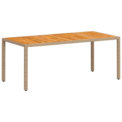 Puutarhapöytä beige 190x90x75 cm polyrottinki ja akasiapuu