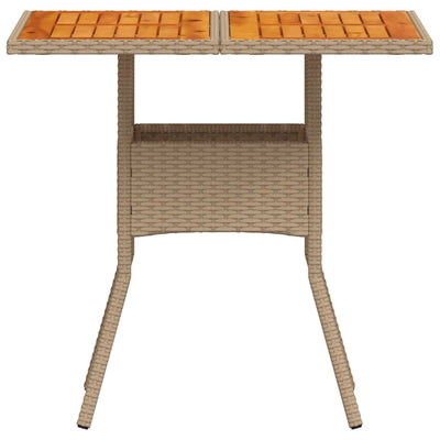 Puutarhapöytä beige 80x80x75 cm polyrottinki ja akasiapuu