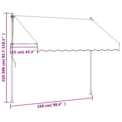 Sisäänkelattava markiisi antrasiitti 250x150 cm kangas ja teräs