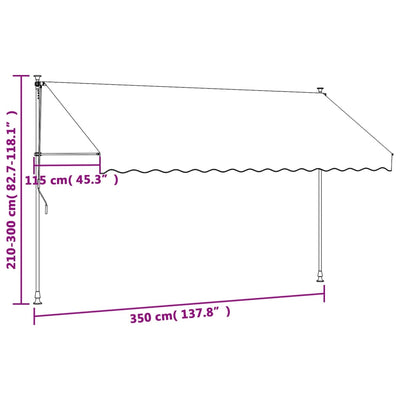 Sisäänkelattava markiisi antrasiitti 350x150 cm kangas ja teräs
