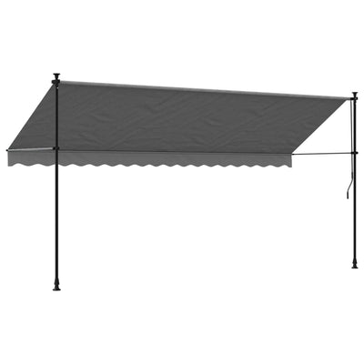 Sisäänkelattava markiisi antrasiitti 400x150 cm kangas ja teräs