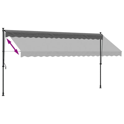 Sisäänkelattava markiisi antrasiitti 400x150 cm kangas ja teräs