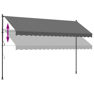 Sisäänkelattava markiisi antrasiitti 400x150 cm kangas ja teräs
