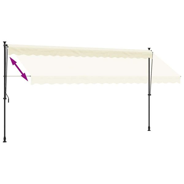 Sisäänkelattava markiisi kerma 400x150 cm kangas ja teräs
