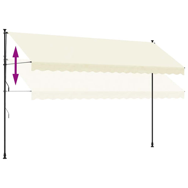 Sisäänkelattava markiisi kerma 400x150 cm kangas ja teräs