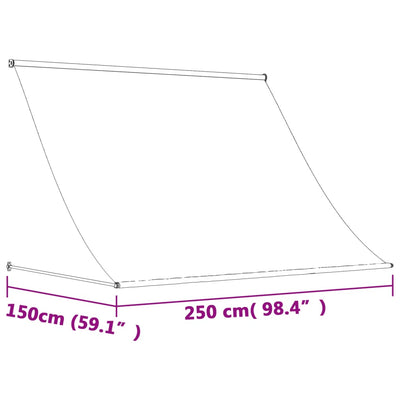 Sisäänkelattava markiisi kerma 250x150 cm kangas ja teräs