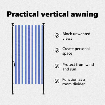 Sinivalkoinen ulkorullaverho Feliana 120x270cm (kangas ja teräs)