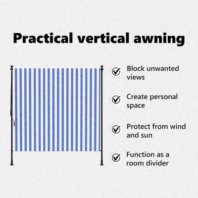 Sinivalkoinen ulkorullaverho Feliana 150x270cm (kangas ja teräs)