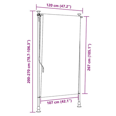 Keltavalkoinen ulkorullaverho Feliana 120x270cm (kangas ja teräs)