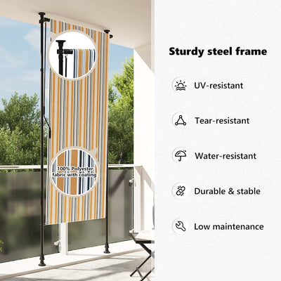 Keltavalkoinen ulkorullaverho Feliana 120x270cm (kangas ja teräs)