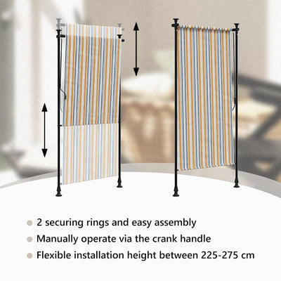 Keltavalkoinen ulkorullaverho Feliana 120x270cm (kangas ja teräs)