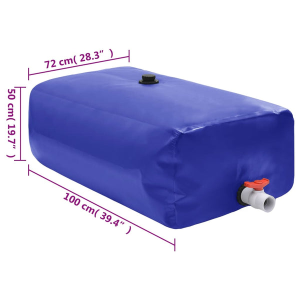 Taitettava vesisäiliö hanalla 360 l PVC