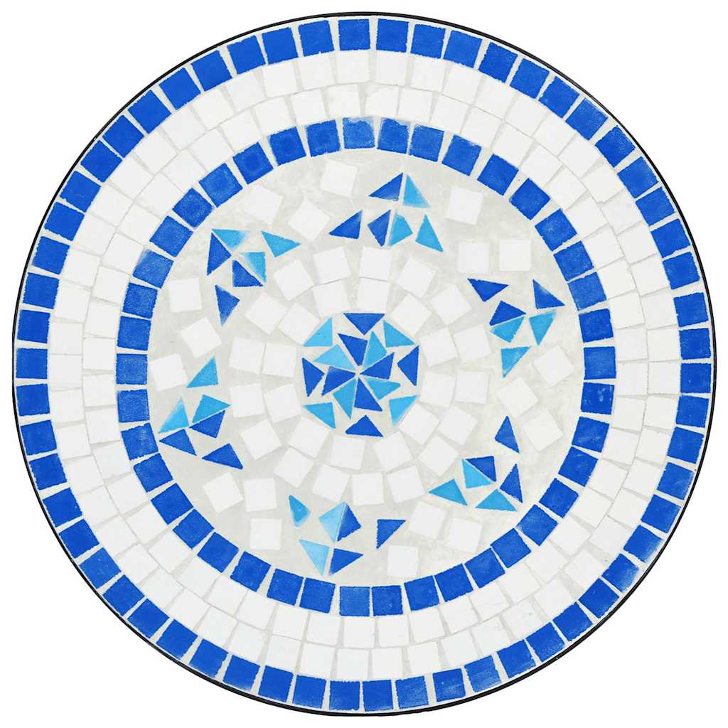 Sinivalkoinen mosaiikkibistropöytäsarja Luceana (rauta ja keramiikka)