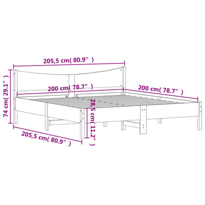 Sängynrunko päädyllä vahanruskea 200x200 cm täysi mänty