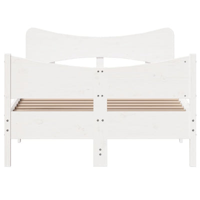 Valkoinen sängynrunko päätylevyllä Traeana 120x200cm (mänty)