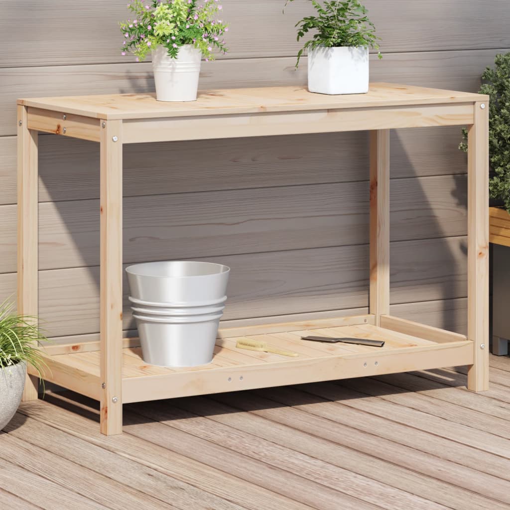 Ruukutuspöytä hyllyllä Lozici 108x50x75cm (mänty)