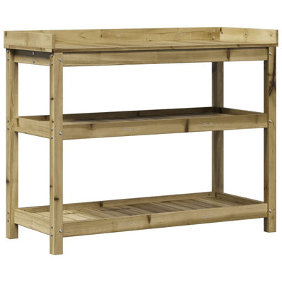 Ruukutuspöytä hyllyillä 108x45x86,5 cm kyllästetty mänty