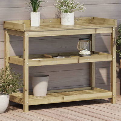 Ruukutuspöytä hyllyillä 108x45x86,5 cm kyllästetty mänty