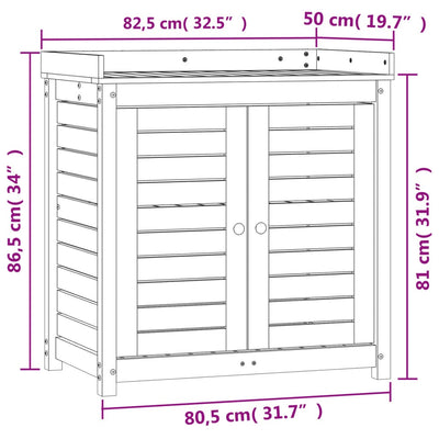 Ruukutuspöytä hyllyllä ruskea 82,5x50x86,5 cm täysi mänty